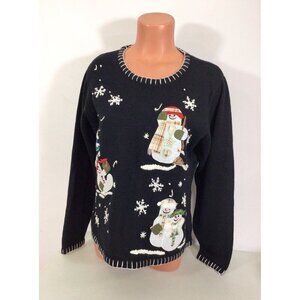 Country Door Christmas Sweater Snowmen Womens Large